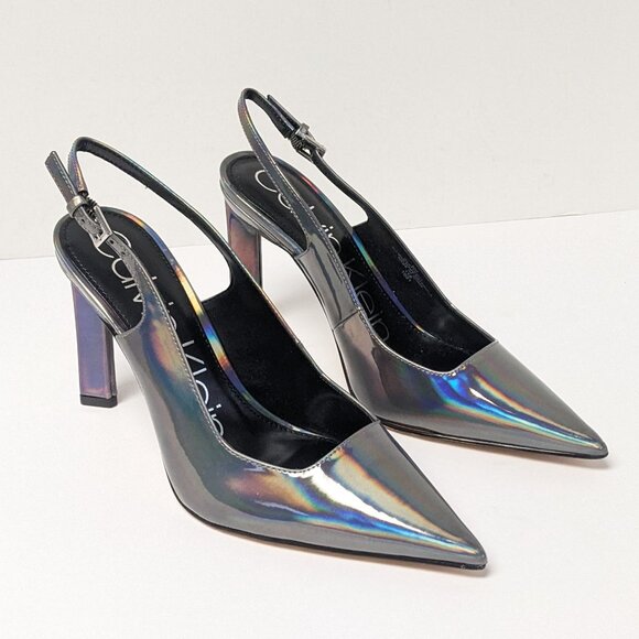 Calvin Klein Attract High Heels, Pewter, Women's 8 M